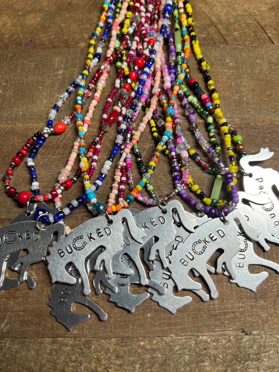 Rear View Mirror Buckin Broncos Beaded Rearview Mirror Dangler Bucked