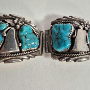 LES BAKER Thunderbird Southwestern Sterling Silver & Turquoise Watch Tips