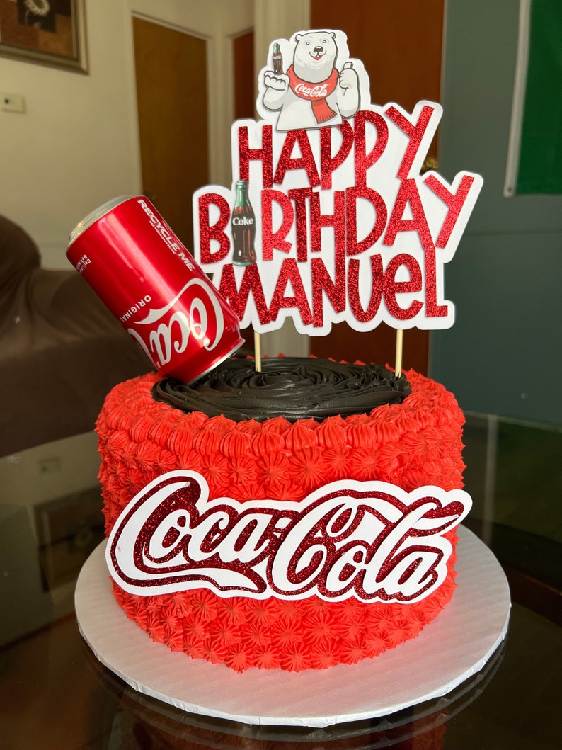 Cocacola Cake Topper Happy Birthday Cake Topper Etsy