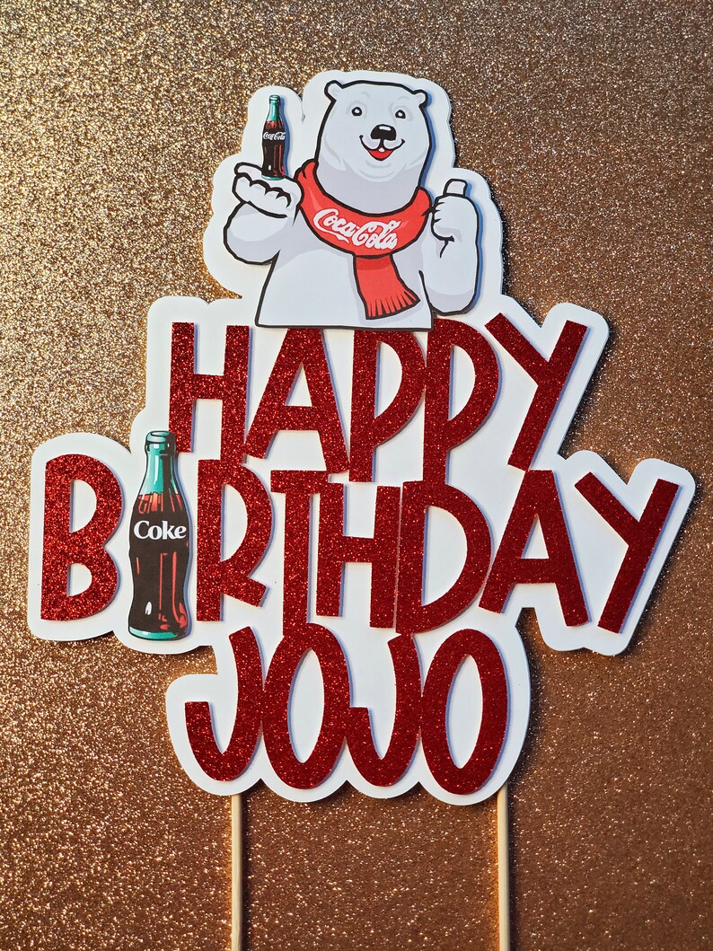 Cocacola Cake Topper Happy Birthday Cake Topper Etsy
