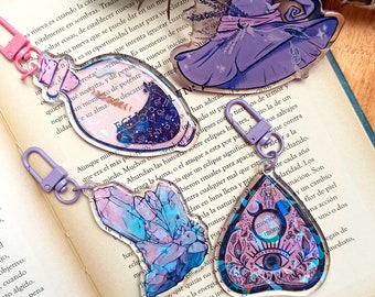 Acrylic Witch Keychain, Halloween Keychain, Halloween Keychain, Witch Hat, Acrylic Witch Keychain, Aesthetic Witch, Ouija Magic Keychain
