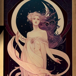 Diosa de la Luna Descargar Carta del Tarot JPG Imprimible de Alta Calidad Descarga Instantánea Imprimible