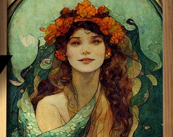 Art Nouveau Mermaid Download Printable, Victorian Style, Vintage Mermaid Print Instant Download JPG Printable
