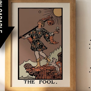 Descargar carta del tarot El Loco para imprimir en alta calidad, rellenar con color la cosecha, descargar al instante, carta del tarot JPG para imprimir