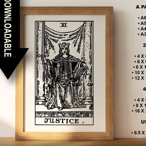 The Justice Tarot Card Download Printable High Quality Tarot Card Instant Download PNG JPG Tarot Card Printable