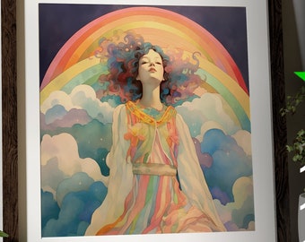 Rainbow Goddess Download Printable High Quality Instant Download JPG Tarot Card Printable