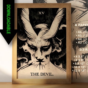 De duivel tarotkaart download afdrukbare hoge kwaliteit tarotkaart Instant Download PNG JPG afdrukbare tarotkaart