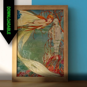 Vintage Mermaid Art Download Printable High Quality Art Nouveau Instant Download Printable