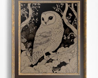 Owl in a Tree - Download - Printable - High Quality Print - Brown Owl in a Tree - Instant Download - JPG Printable