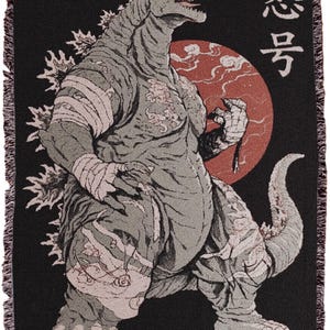 Kaiju Woven Blanket - Japanese Art Cotton Throw