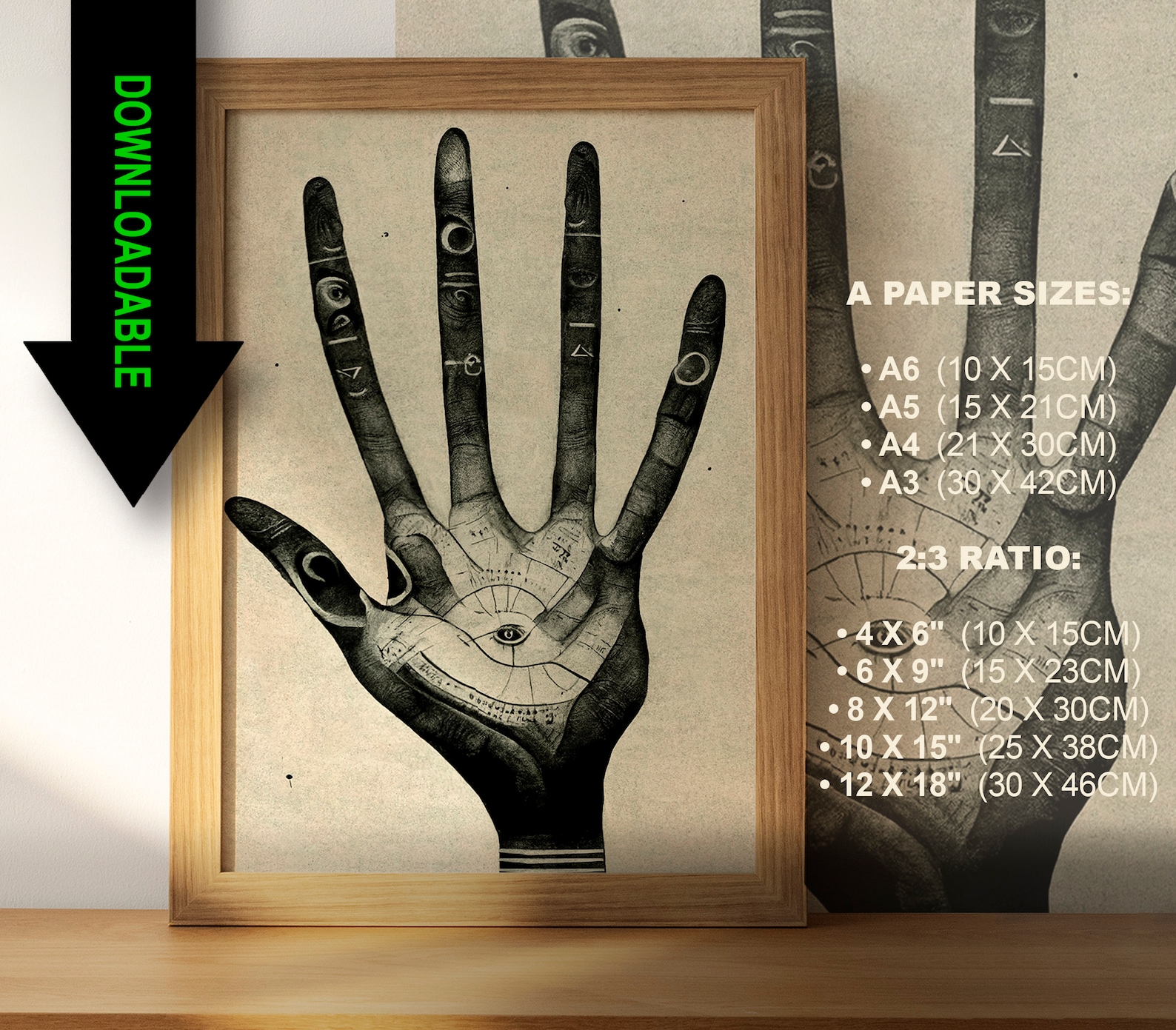 Palmistry Drawing Download Printable Palmistry Instant Download JPEG