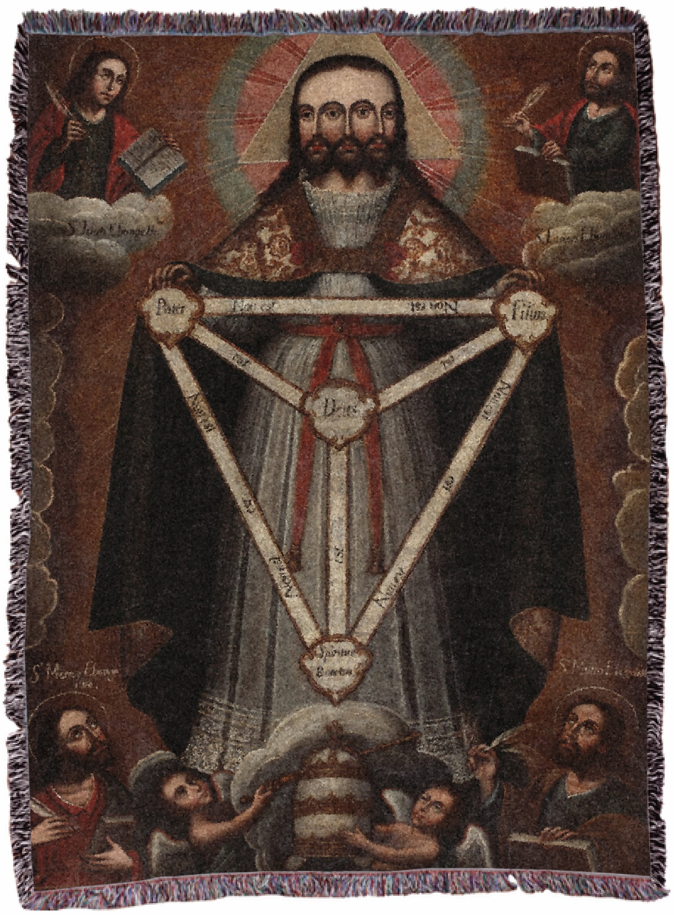 The Gnostic Trinity Woven Blanket Three Face Jesus Throw Blanket