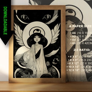 Diosa de la Luna Descargar Carta del Tarot JPG Imprimible de Alta Calidad Descarga Instantánea Imprimible