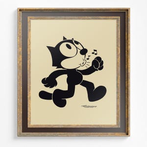 Cartoon kat fluiten - afdrukbare downloaden - afdruk van hoge kwaliteit - Felix the Cat - direct downloaden - afdrukbare JPG
