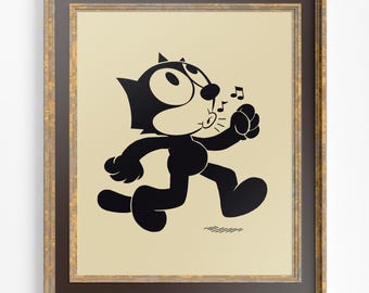 Dessin animé chat sifflant - version imprimable à télécharger - impression haute qualité - Felix le chat - téléchargement immédiat - impression JPG