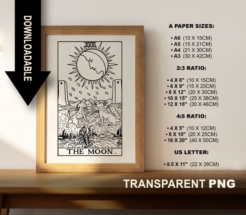 The Moon Tarot Card Download Printable High Quality Tarot Card Instant ...