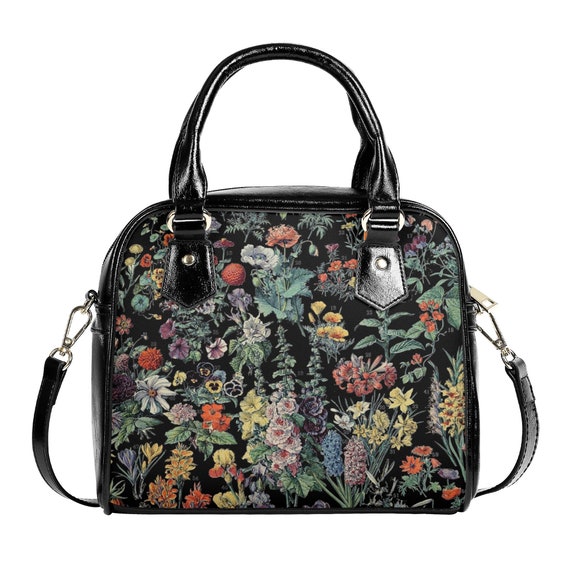 Vintage Floral Bag - Flower Handbag - Floral Vintage - Millot Floral Purse - Strap Included - Dark Cottage Core - Whimsigoth