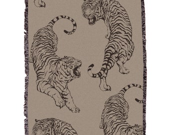 Tiger Blanket - Tigers throw Blanket - Tiger Art Fringe Blanket