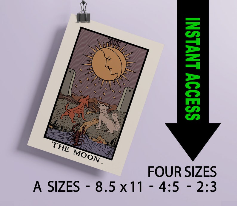 The Moon Tarot Card Download Printable High Quality Tarot Card Instant ...