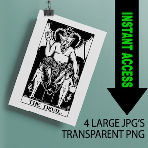 De duivel tarotkaart download afdrukbare hoge kwaliteit tarotkaart Instant Download PNG JPG afdrukbare tarotkaart