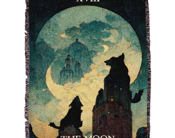 The Moon Woven Blanket, The Moon Tarot Card, Tarot Card Blanket