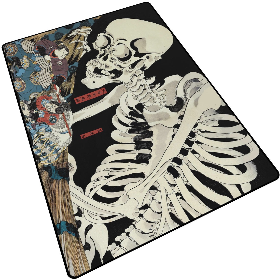 Skeleton Abyss Rug Gothic Skeleton Rug - Vintage Japanese Art Rug - Sofa Area Bedroom Rug ...