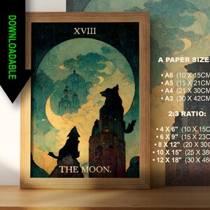 The Moon Tarot Card Download Printable High Quality Tarot Card Instant Download JPG Tarot Card Printable