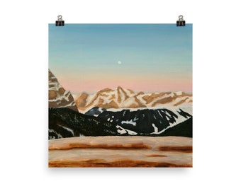 Grabados de montañas / Pintura al óleo original / Arte mural / Grabado al óleo