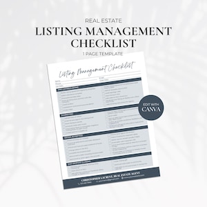Real Estate Listing Management Checklist, Listing to Close Checklist, Seller Agent Checklist, Realtor Checklist Guide, Real Estate Listing