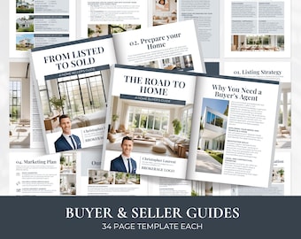 Real Estate Buyer and Seller Guides, Home Buying and Selling Packet, Real Estate Guide Template, NAR Settlement, Realtor Marketing, Blue