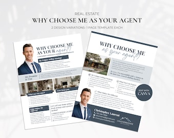 Real Estate Agent Introduction Flyer | Real Estate Why Choose Me Flyer | Realtor Why Work With Me Flyer | Editable Marketing Flyer Canva