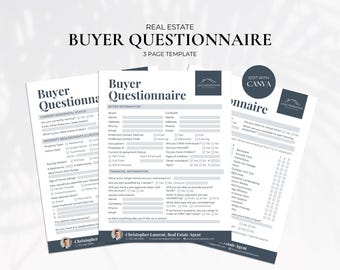 Home Buyer Questionnaire, Client Intake Form Real Estate, Buyer Consultation, Home Buyer Form, Buyer Survey Form, Buyer Contact Form