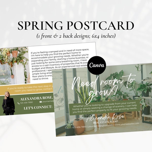 Spring Realtor Prospecting Postcard, Need Room to Grow Postcard, Realtor Marketing, Spring Pop By, Real Estate Farming, Spring Realtor Card