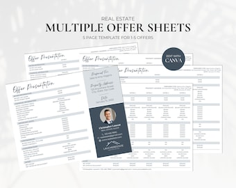 Multiple Offer Sheet, Real Estate Offer Summary Sheet, Realtor Worksheets, Real Estate Multiple Offer Presentation, Real Estate Marketing
