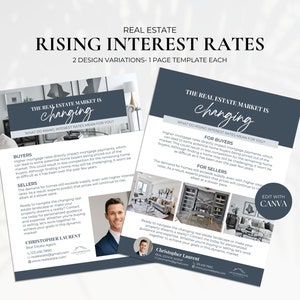 Real Estate Interest Rate Flyer, Rising Interest Rates Letter, Mortgage Lender Marketing, Rent vs Own Letter Template, Realtor Farming