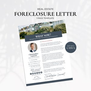 Carta de ejecución hipotecaria, Carta a propietarios en dificultades, Plantilla de carta inmobiliaria, Cartas de agentes inmobiliarios, Venta corta, Marketing inmobiliario