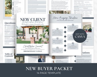 Real Estate New Client Packet, Home Buyer Guide, New Client Realtor Guide, Onboarding Packet, Buyer Survey, Real Estate Marketing