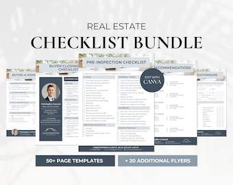 Real Estate Checklist Bundle, Seller Listing Checklist, Transaction Coordinator Checklist, Home Buyer Checklists, Real Estate Forms, Canva