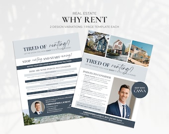 Real Estate Rent vs Buy Flyer, Tired of Renting Flyer, Why Rent Flyer Template, Rent Vs Own Flyer, Real Estate Marketing, Real Estate Mailer
