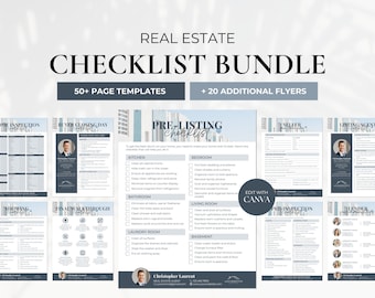 Real Estate Agent Checklist Bundle, Property Listing Checklist, Home Buyer Checklists, Closing Day Checklist, Realtor Marketing Template