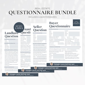Real Estate Questionnaire Bundle, Realtor Lead Intake Form, Home Buyer Consultation, Seller Questionnaire, Real Estate Marketing