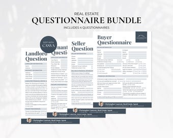 Real Estate Questionnaire Bundle, Realtor Lead Intake Form, Home Buyer Consultation, Seller Questionnaire, Real Estate Marketing