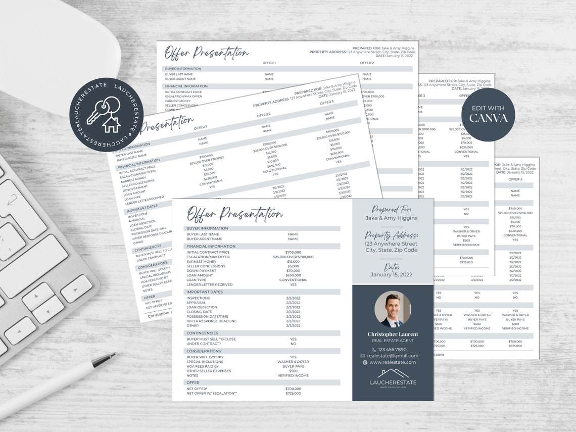 Multiple Offer Sheet, Real Estate Offer Summary Sheet, Realtor ...