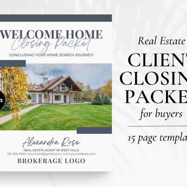 Real Estate Closing Packet, Home Closing Packet, New Home Guide, Client Exit Packet Template, Closing Gift, Buyer Guide Realtor Marketing