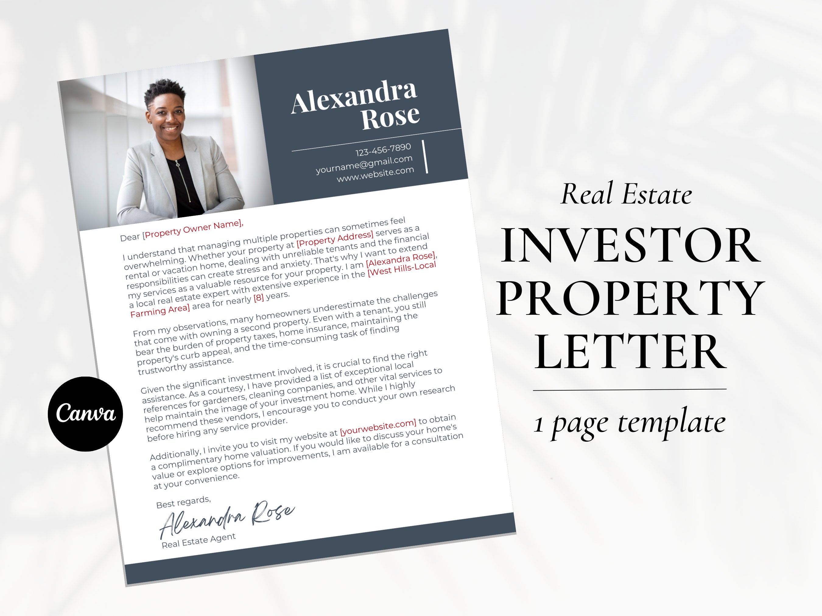 Investment Property Letter, Rental Offer Letter, Real Estate