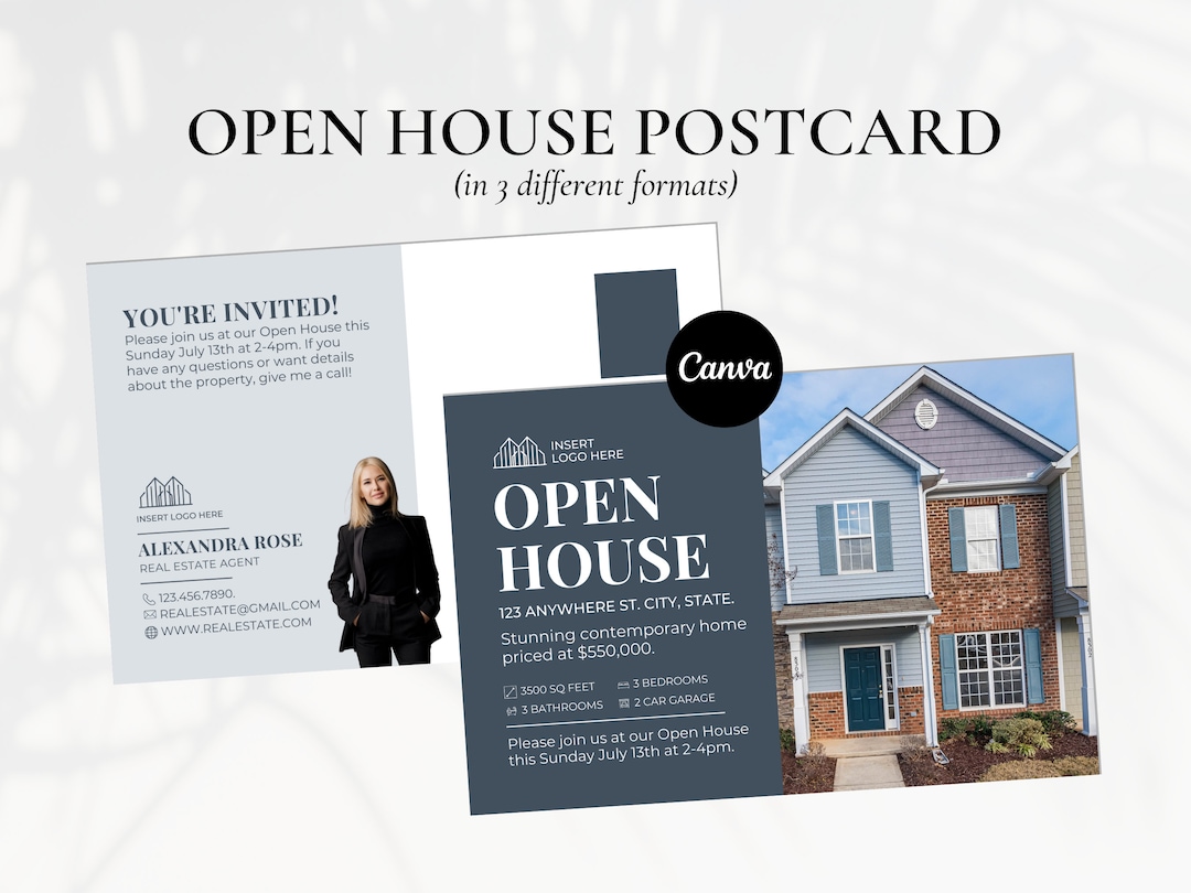 Open House Postcard, Real Estate Marketing Postcard Template,