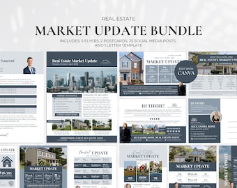 Real Estate Market Update Bundle, Realtor Market Stats, Market Update Flyer, Realtor Instagram, Real Estate Postcard,  Real Estate Marketing