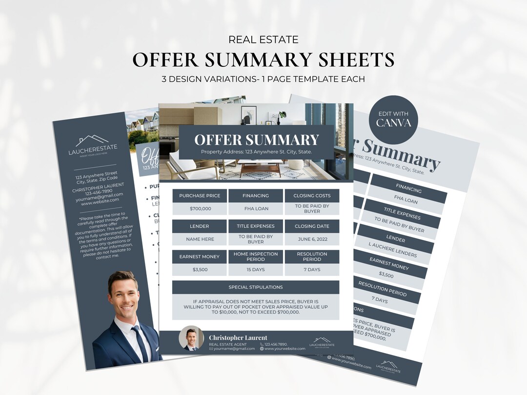 Real Estate Offer Summary Cover Sheet, Real Estate Offer Presentation ...