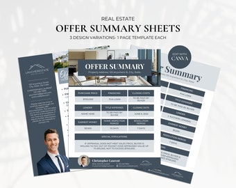 Real Estate Offer Summary Cover Sheet, Real Estate Offer Presentation, Buyer Presentation, Real Estate Marketing, Canva Template