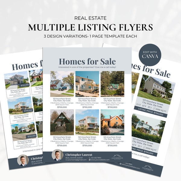 Real Estate Multiple Listing Flyer, New Listing Flyer, Realtor Flyer Canva, Just Listed Flyer, Home for Sale Flyer, Property Sale Flyer
